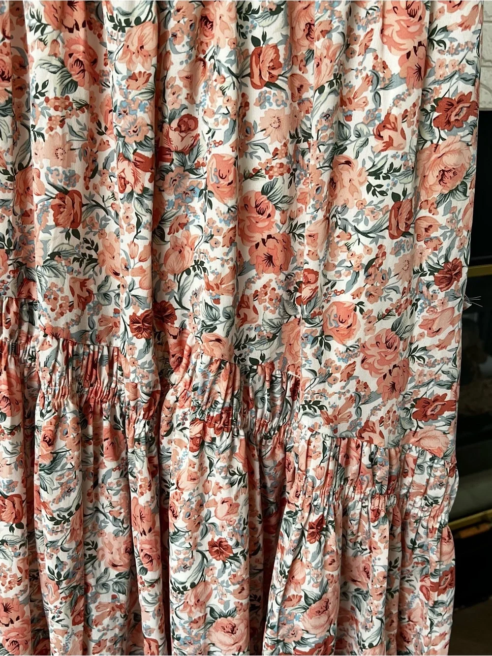 Floral Tiered Midi Skirt in Coral Pink